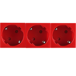 Donel Розетка 3х2К+З нем.ст., 45 гр., с з/ш, крас. (135х45мм), серия (тип) DF6