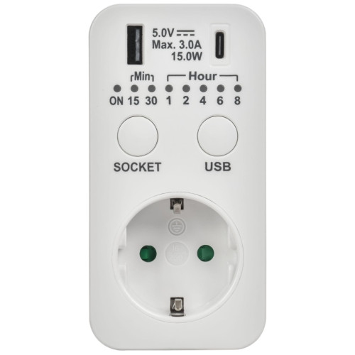 РТЭ/ РТЭ-4 Розетка-таймер электронный с USB A+C 15мин-8ч 16А IP20 белый IEK РТЭ/ РТЭ-4 Розетка-таймер электронный с USB A+C 15мин-8ч 16А IP20 белый IEK