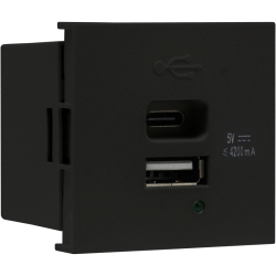 Donel USB зарядное устройство, 4.2A , Type A + C, 2 мод., черн. матовая (45х45мм)