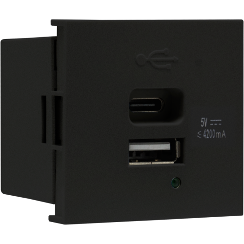 Donel USB зарядное устройство, 4.2A , Type A + C, 2 мод., черн. матовая (45х45мм)