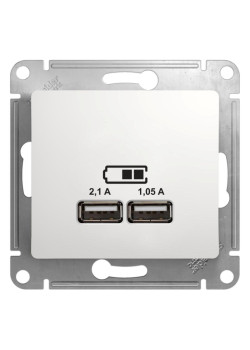 Розетка/ Розетка GLOSSA USB 5В/2100мА 2х5В/1050мА механизм белый