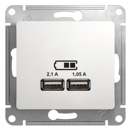 Розетка/ Розетка GLOSSA USB 5В/2100мА 2х5В/1050мА механизм белый