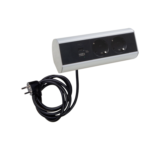 Donel Настольный розеточный блок Ovaledesign в сборе: 2х220V, USB Type A+C, кабель, тип: DDSBC