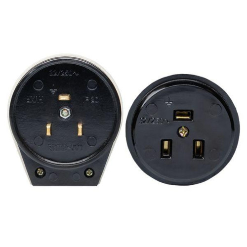Разъем/ Разъем РШ-ВШ 32А 250В 2P+PE (ОУ) карболитовый черный Simple