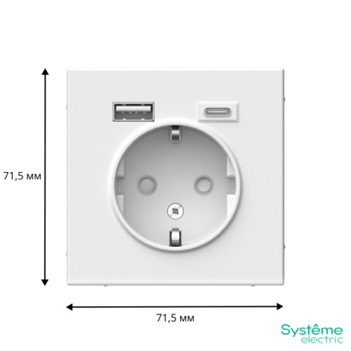 розетка/ ARTGALLERY розетка 16А с 2 USB A+C, 5В/2,4А/3,0А, 2х5В/1,5А, механизм, белый
