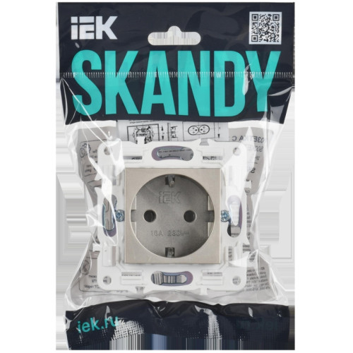 SKANDY Розетка с заземлением без защитных шторок 16А SK-R05Sh шампань