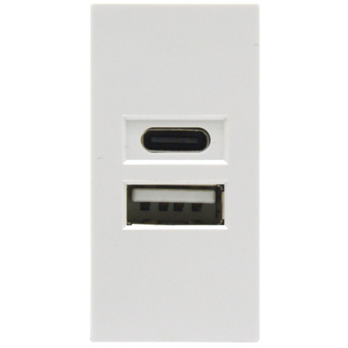 Donel USB зарядное устройство, 2.1A, Type A + C, 1 мод., бел. (22.5х45мм)