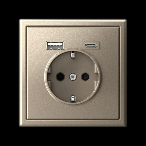Розетка/ ARTGALLERY розетка 16А с 2 USB A+C, 5В/2,4А/3,0А, 2х5В/1,5А, механизм, шампань
