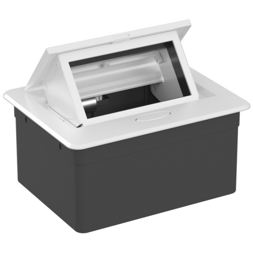 Donel Настольный встраиваемый выдвижной розеточный блок 4 мод. (2 мод. 45х45), белый