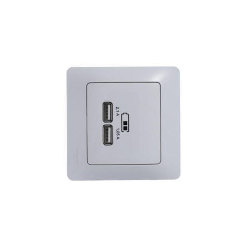 Розетка/ Розетка GLOSSA USB 5В/2100мА 2х5В/1050мА механизм белый Розетка/ Розетка GLOSSA USB 5В/2100мА 2х5В/1050мА механизм белый
