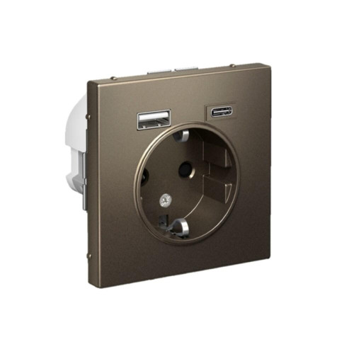 Розетка/ ARTGALLERY розетка 16А с 2 USB A+C, 5В/2,4А/3,0А, 2х5В/1,5А, механизм, мокко Розетка/ ARTGALLERY розетка 16А с 2 USB A+C, 5В/2,4А/3,0А, 2х5В/1,5А, механизм, мокко
