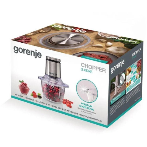 Измельчитель электрический Gorenje S450XE 1.2л. 450Вт серебристый/черный Измельчитель электрический Gorenje S450XE 1.2л. 450Вт серебристый/черный