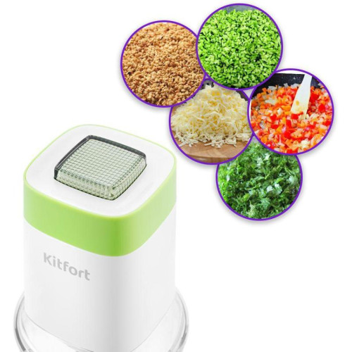 Измельчитель электрический Kitfort КТ-1378 0.6л. 600Вт белый/зеленый