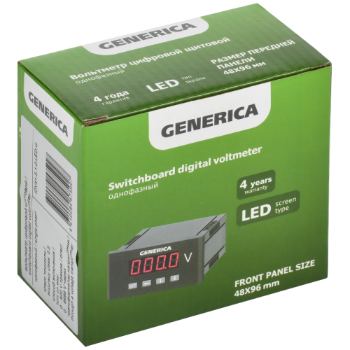 Амперметр цифр. щит. 1-ф. 48х96 LED GENERICA