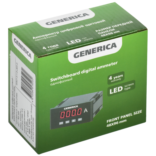 Амперметр цифр. щит. 1-ф. DO RS-485 48х96 LED GENERICA