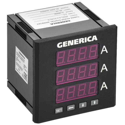 Амперметр цифр. щит. 3-ф. 96х96 LED GENERICA