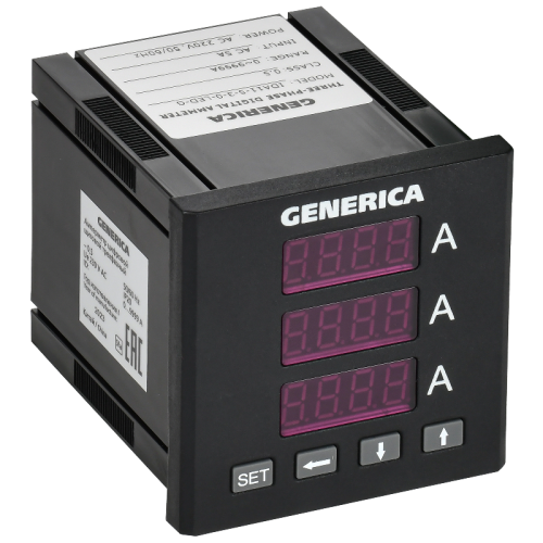 Амперметр цифр. щит. 3-ф. 72х72 LED GENERICA