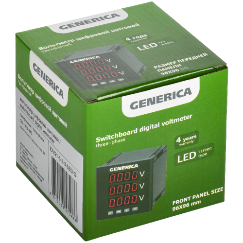 Вольтметр цифр. щит. 3-ф. DO RS-485 96х96 LED GENERICA