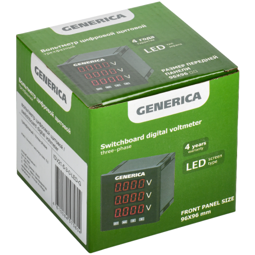 Вольтметр цифр. щит. 3-ф. 96х96 LED GENERICA
