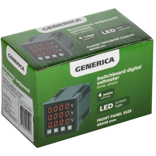 Вольтметр цифр. щит. 3-ф. 48х48 LED GENERICA
