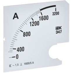 Шкала смен. для амперметра Э47 1600/5А-1,5 96х96мм IEK