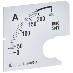 Шкала смен. для амперметра Э47 200/5А-1,5 72х72мм IEK