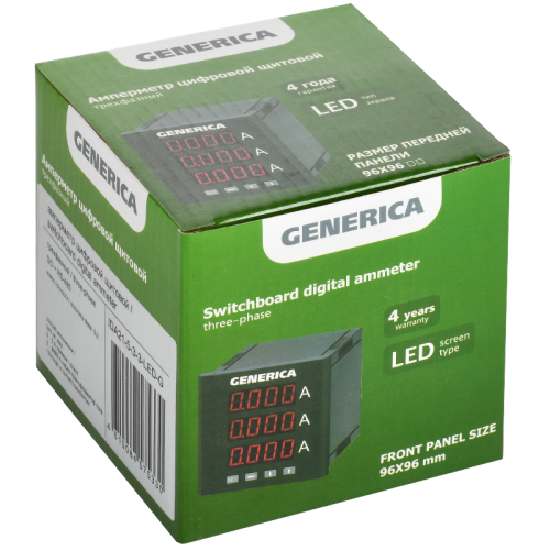 Амперметр цифр. щит. 3-ф. DO RS-485 96х96 LED GENERICA