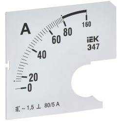 Шкала смен. для амперметра Э47 80/5А-1,5 72х72мм IEK