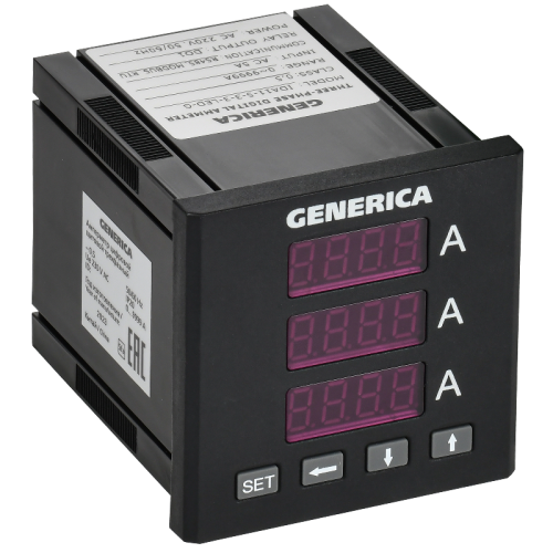Амперметр цифр. щит. 3-ф. DO RS-485 72х72 LED GENERICA