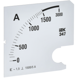 Шкала смен. для амперметра Э47 1500/5А-1,5 96х96мм IEK