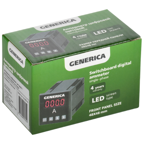 Амперметр цифр. щит. 1-ф. 48х48 LED GENERICA