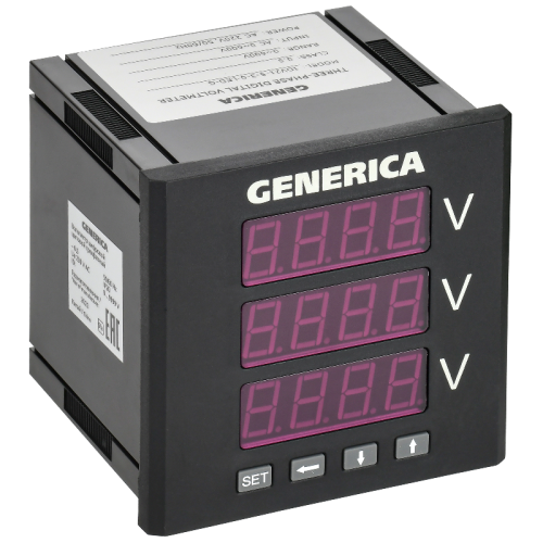 Вольтметр цифр. щит. 3-ф. 96х96 LED GENERICA