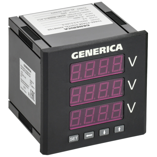Вольтметр цифр. щит. 3-ф. DO RS-485 96х96 LED GENERICA