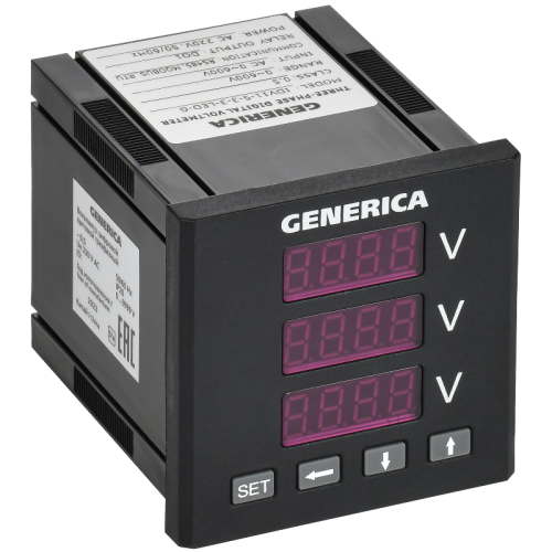 Вольтметр цифр. щит. 3-ф. DO RS-485 72х72 LED GENERICA