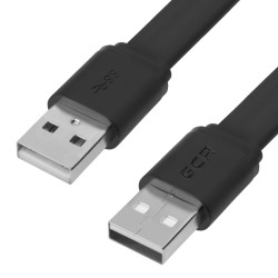 GCR Кабель PROF 0.5m USB 2.0 AM/AM, плоский, черный, 28/24 AWG, экран, заземление, морозостойкий, GCR-UM7M-BС-0.5m