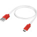 GCR Кабель 1.0m MicroUSB, белый, красные коннекторы, быстрая зарядка, 28/24 AWG, GCR-53215