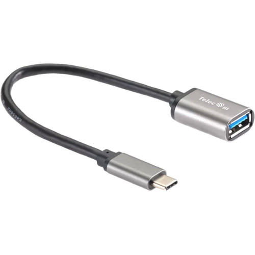 Кабель-адаптер/ Кабель-адаптер  Type-Cm --> USB 3.0 Af , OTG, 1,5A , 5,0Gbps , Alum grey 0,2m Telecom (TC409M)