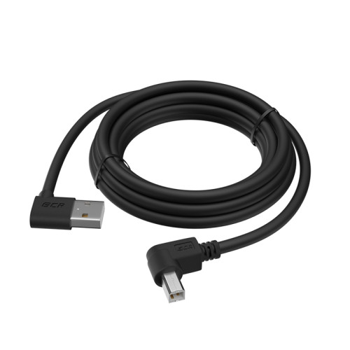 Greenconnect Кабель 1.0m USB 2.0, AM угловой/BM угловой, черный, 28/28 AWG, экран, армированный, морозостойкий, GCR-AUPC5AM-BB2S-1.0m