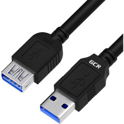 GCR Удлинитель 0.5m USB 3.0 (USB 3.2 Gen 1), AM/AF, 5 Гбит/с, черный