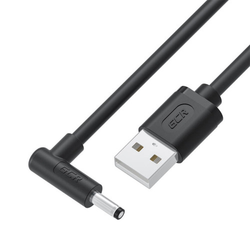 GCR Кабель питания 1.0m USB AM / DC 3.5х1.35 mm угловой, черный, GCR-56035