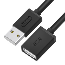 GCR PRO Удлинитель 5.0m USB 2.0 AM/AF, черный, 28/24 AWG, медь, заземление, морозостойкий, GCR-57653