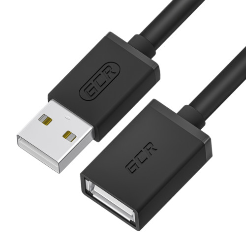 GCR PRO Удлинитель 5.0m USB 2.0 AM/AF, черный, 28/24 AWG, медь, заземление, морозостойкий, GCR-57653