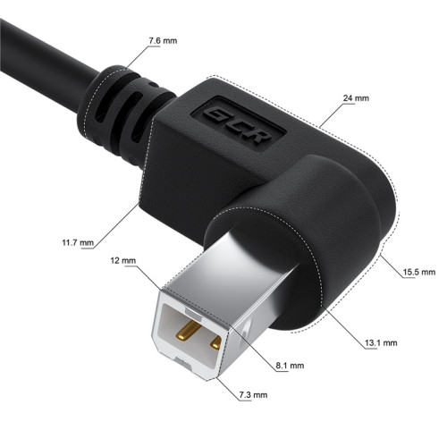 GCR Кабель 1.5m USB 2.0, AM/BM угловой, черный, 28/28 AWG, экран, армированный, GCR-52916 GCR Кабель 1.5m USB 2.0, AM/BM угловой, черный, 28/28 AWG, экран, армированный, GCR-52916