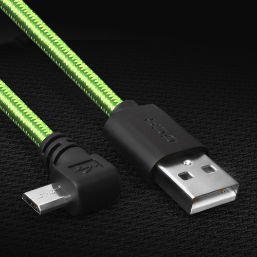 Greenconnect Кабель micro USB 2.01.0m угловой, зеленый нейлон, черные коннекторы, ультрагибкий, 28/28 AWG, AM / microB 5pin GCR-UA12AMCB6-BB2S-1.0m, экран, армированный, морозостойкий