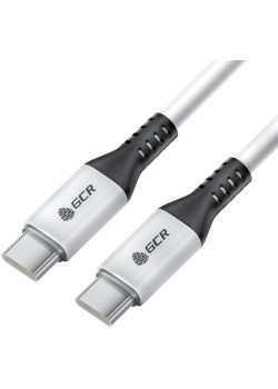 GCR Кабель 1.0m Type C-C, для MacBook 18W, белый, AL корпус белый, черный ПВХ, GCR-53122
