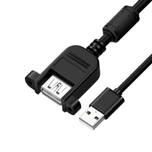 GCR Удлинитель 2.0m USB AM/AF крепление под винт, черный, GCR-54748