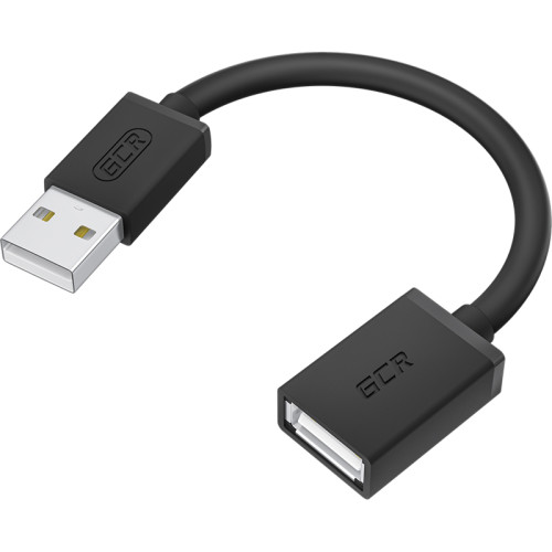 GCR Удлинитель 0.15m USB AM/AF, черный, GCR-UEC6M-BB2S-0.15m