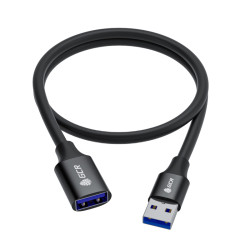 GCR Удлинитель 1.0m USB 3.0 (USB 3.2 Gen 1), AM/AF, 5 Гбит/с, черный, AL корпус, экранирование, армирование, GCR-55279