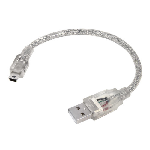 GCR Кабель 0.15m USB 2.0, AM/mini 5P, прозрачный, 28/28 AWG, экран, армированный, морозостойкий, GCR-UM1M5P-BB2S-0.15m