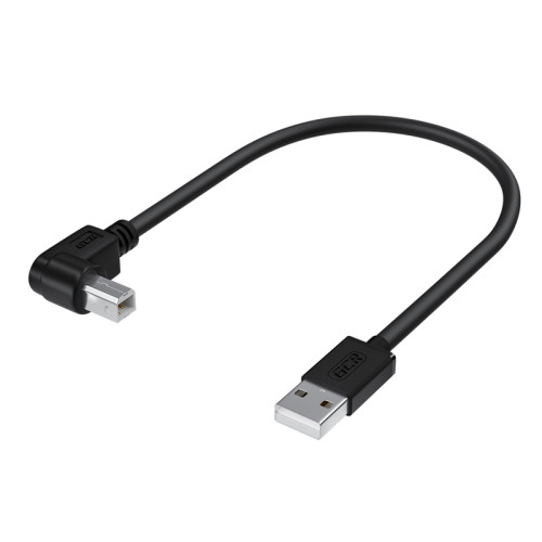 GCR Кабель 1.5m USB 2.0, AM/BM угловой, черный, 28/28 AWG, экран, армированный, GCR-52916